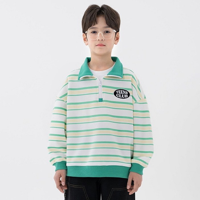 틴플로우 틴클럽 스트라이프 반집업 티셔츠 TELT994