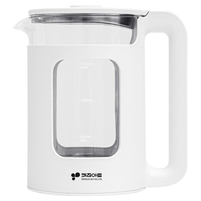 키친아트 온도조절 LED 유리 무선 전기포트 1.5L, KK-1509(화이트)