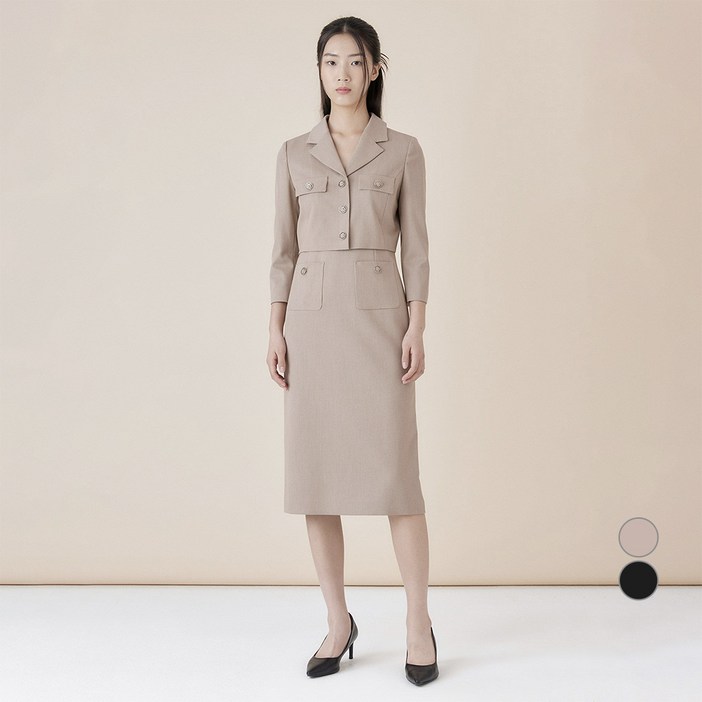 라인어디션 여성용 H라인 카라 롱 원피스