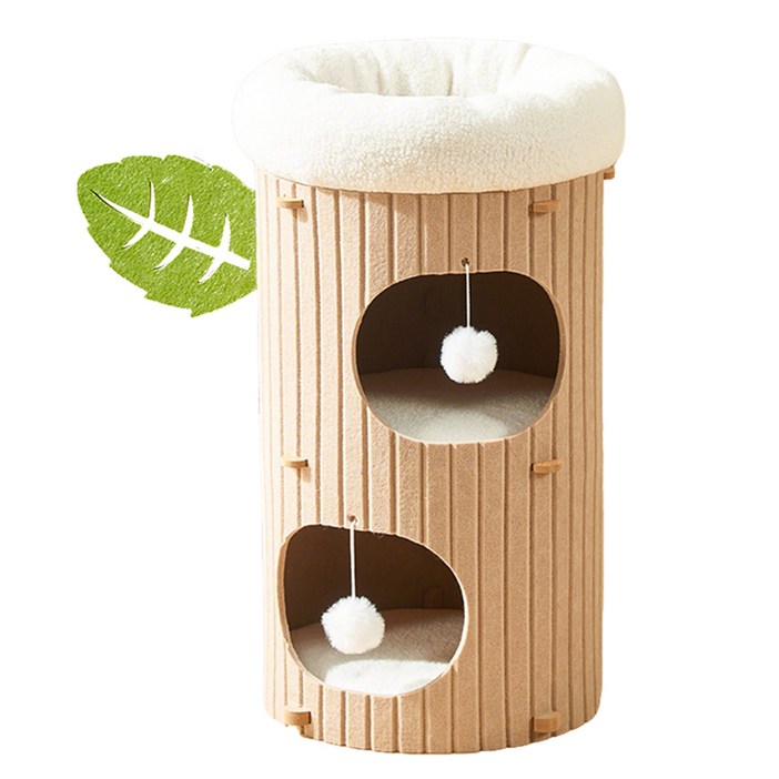 메일캣 고양이 펠트 트리 하우스 숨숨 캣타워, 베이지, 1개