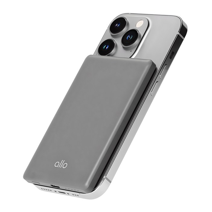알로코리아 코발트 초슬림 맥세이프 보조배터리 C타입 5000mah, allo501MW, 그레이
