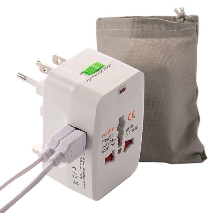 플라이토 여행용 USB 2포트 멀티어댑터 JS1004  파우치, 1세트