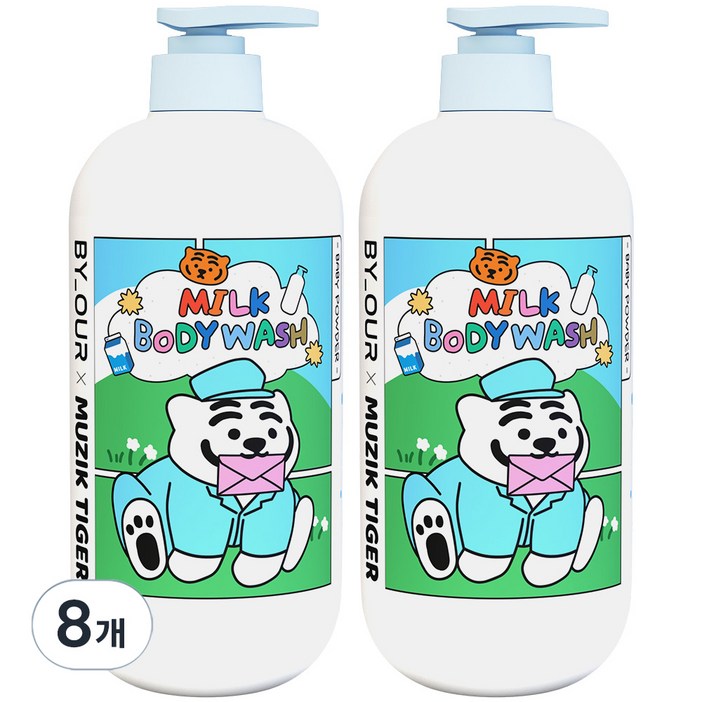 바이아우어 밀크 바디워시 베이비파우더, 1L, 8개