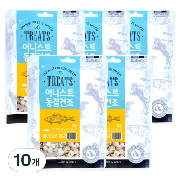 Honest 반려동물 동결건조 큐브, 북어, 20g, 10개