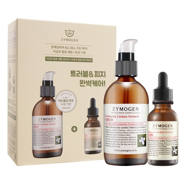 자이모겐 어성초 발효 세럼 105ml 로션 30ml 세트, 1세트 자이모겐 어성초 발효 세럼 105ml 로션 30ml 세트, 1세트