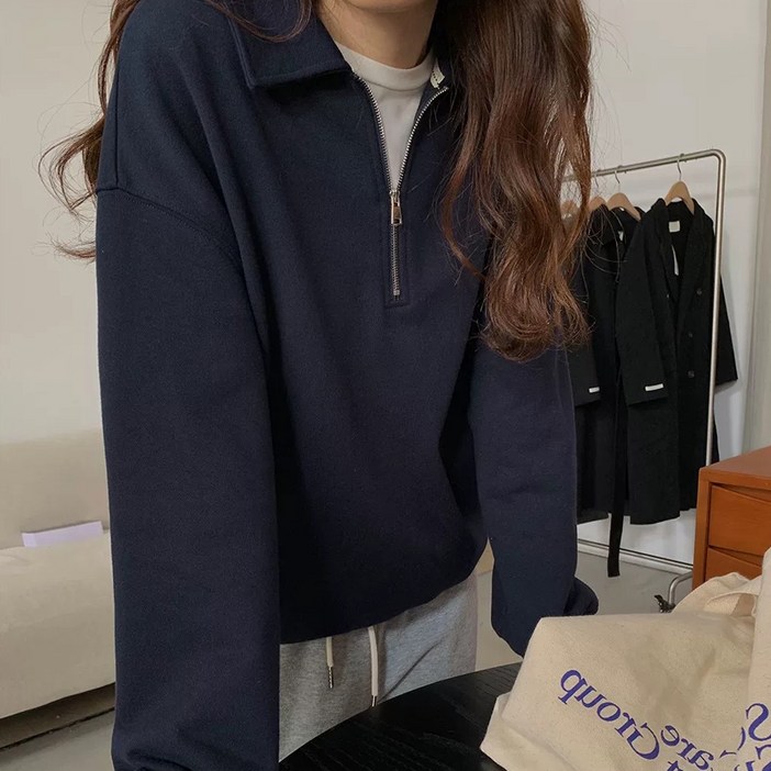 엘쏘 하프 지퍼 카라 아노락 맨투맨