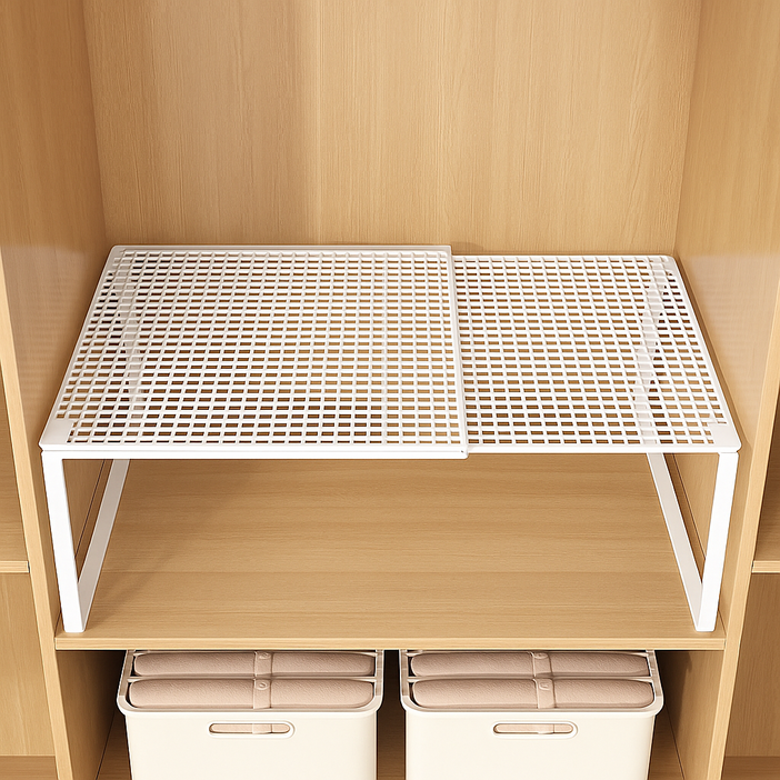 휘즈헉 튼튼한 타공형 철제 길이조절 옷장 선반, 화이트, 1단