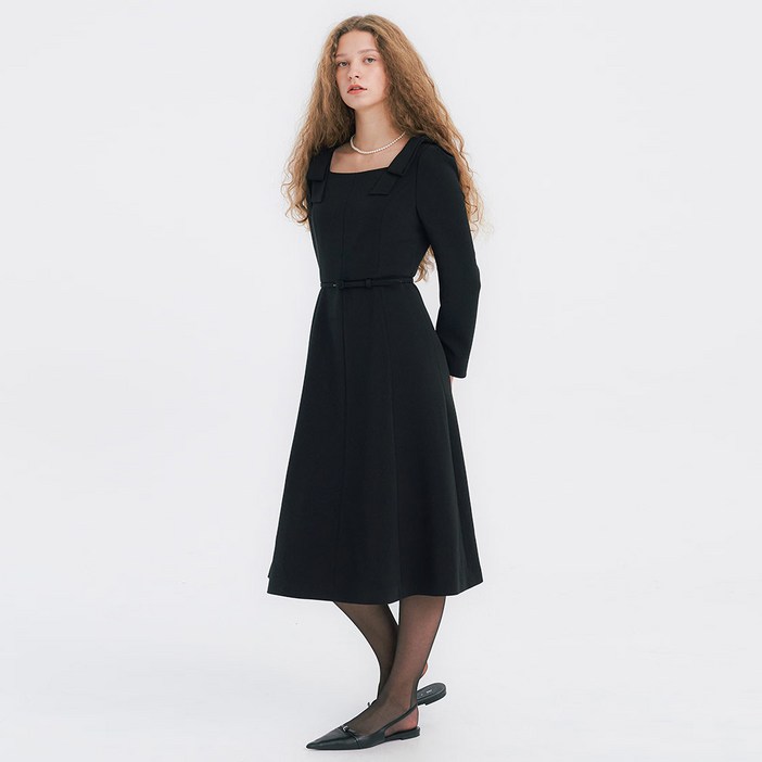 올리브데올리브 여성용 리본 장식 플레어 원피스