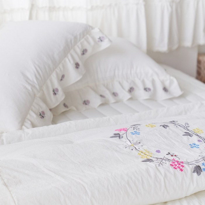 류금숙 여자의정원 광목 워싱 자수침구 차렵이불 롱 침대커버세트