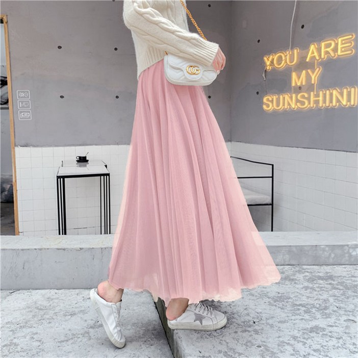 피어니스트 플리츠 밴딩 A라인 샤스커트