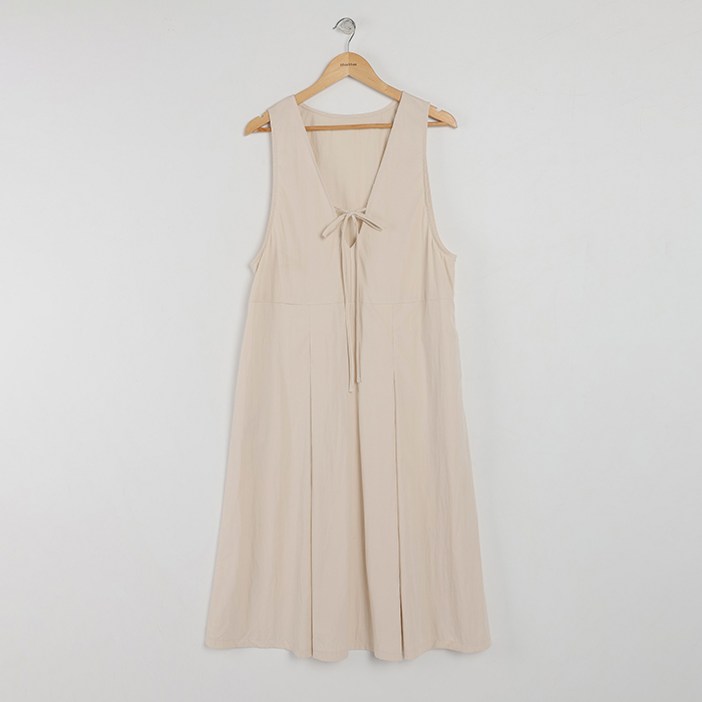 빼빼 여성용 브이넥 리본여밈 2WAY 뷔스티에 롱 원피스