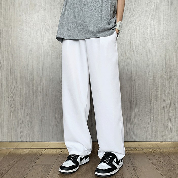 엘쏘 남성용 옴므 허리밴딩 일자 와이드 슬랙스