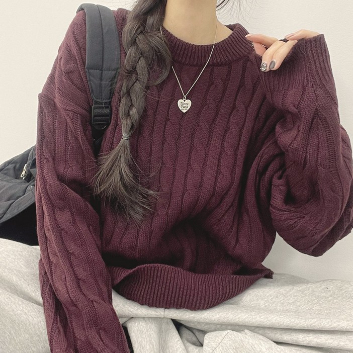 여성용 머스트 꽈배기 루즈핏 니트