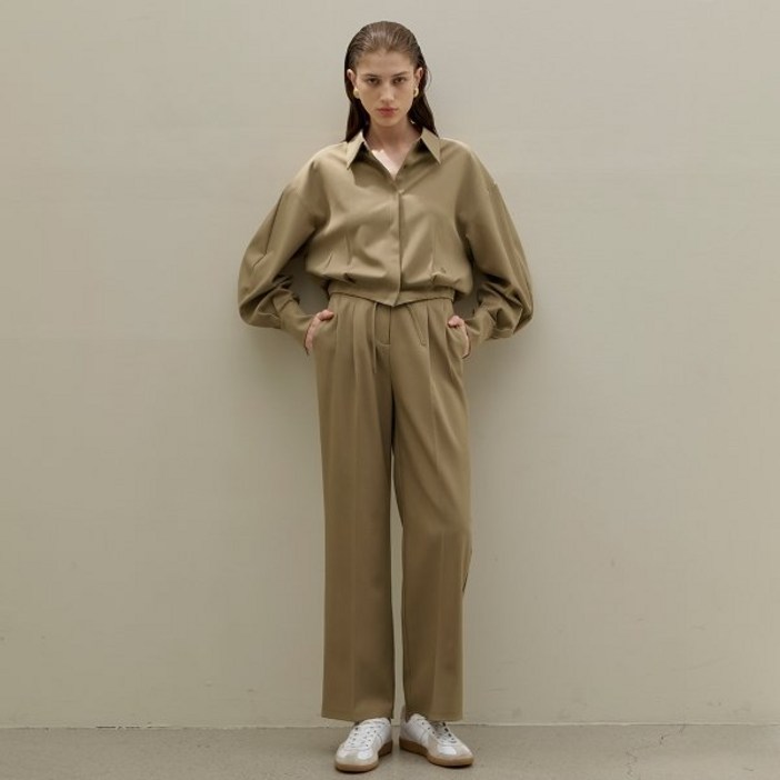 나인(Atelier Nain) (택가:89,000원)베라 셋업 하이웨이스트 투턱 와이드 롱 팬츠(PT-5441)