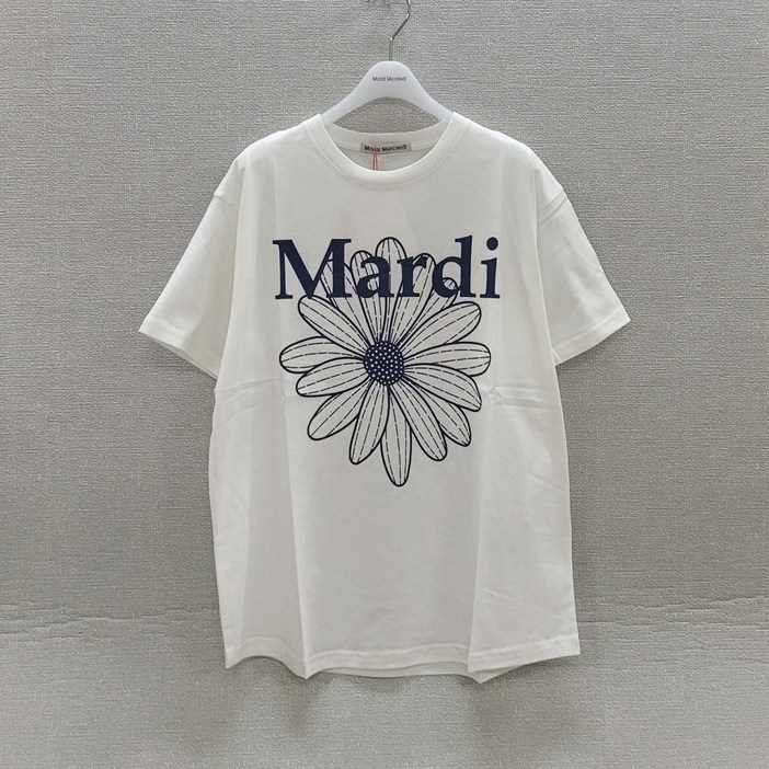 [국내정품] 마르디메크르디 TSHIRT FLOWERMARDI_반팔 티셔츠_화이트 네이비