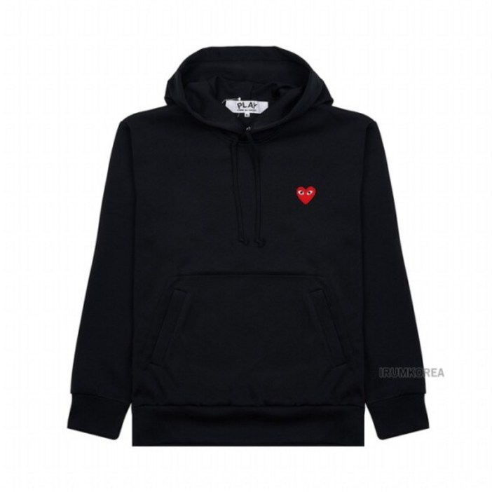 [꼼데가르송] [라벨루쏘]  FW24 공용 하트 와펜 후드티셔츠 AX T174 051 1 BLACK