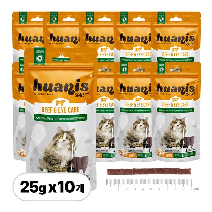 [HUANIS] 스케일러 플러스, 고양이 스낵 치석제거 덴탈 간식, 소고기 25g ,10개, 10개, 25g, 소고기