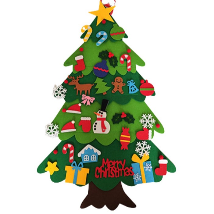 DIY 펠트 크리스마스 트리 나무 만들기 KC인증 - 셀프 부직포 트리 전구 장식 어린이 벽트리