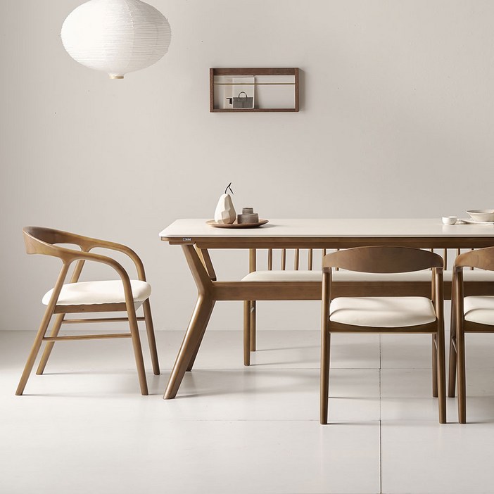 루모르 포세린 세라믹 원목 6인 식탁세트 2000 의자3+등받이벤치형 IKLM2A