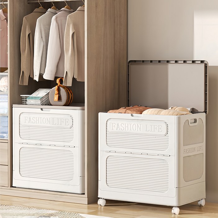 Kleeno 대형 정리함 150L 대용량 폴딩 수납함 이동 가능 리빙박스 옷 이불 보관함