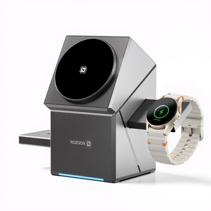 노존 QI2 갤럭시 15W 맥세이프 S25 고속 충전 3IN1 거치대 무선 충전기 버즈3 프로, 갤럭시워치충전