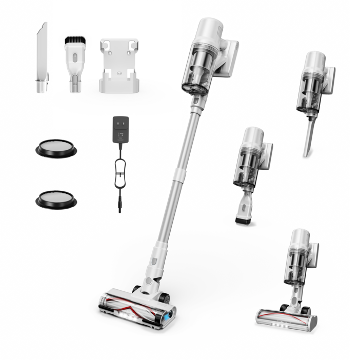 2025년형Fanood 무선 청소기 BLDC 최강 흡입력다양한 구성품, DSV112A, 하얀색