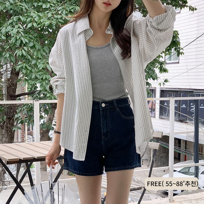 10가트 (자체제작) 박시 오버핏 스트라이프 셔츠 블라우스 살안타 TS029