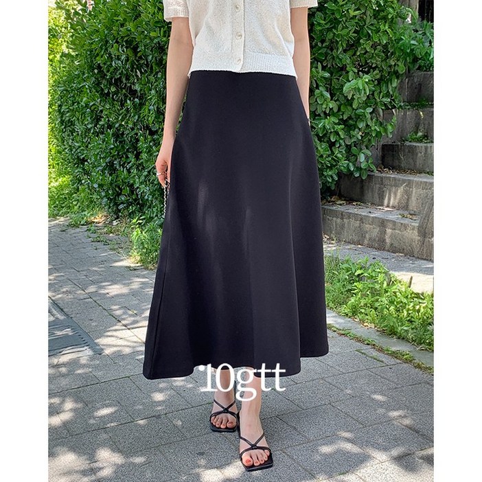 10가트 2XL 말랑쫀쫀 밴딩 플레어 a라인 롱 스커트