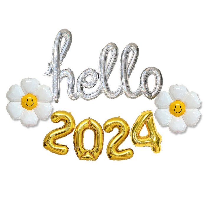 연말파티 헬로 2023 풍선 세트 3종 별 새해 신년 파티용품