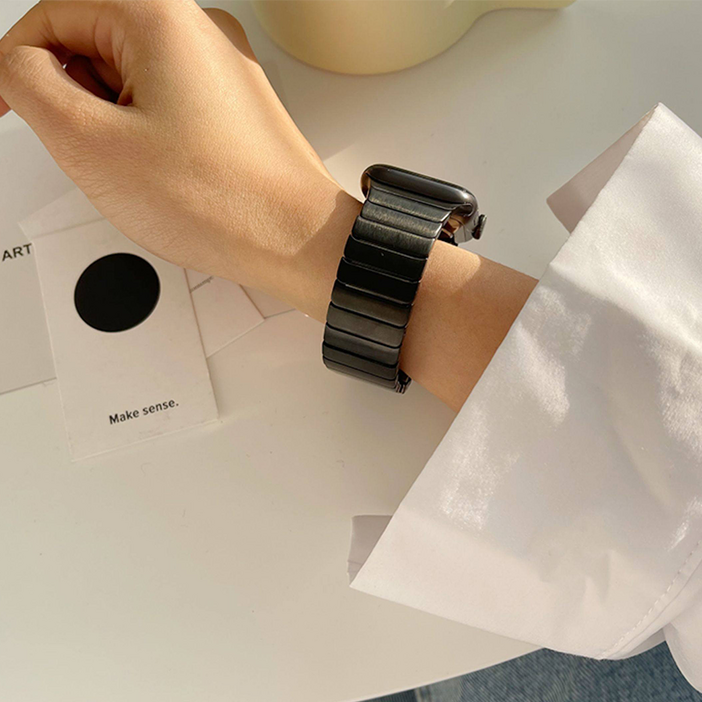 OULUOQI 애플워치 갤럭시워치 호환 메탈 밴드 스트랩  3연 스테인리스 쥬빌레 교체 스트랩  탄성 메탈 밴드