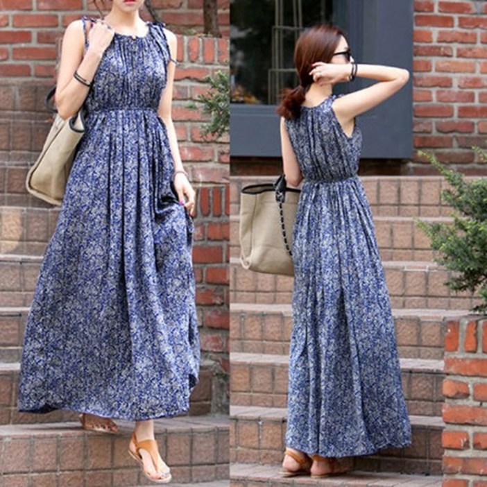 순이야 C.여성 바캉스 휴가룩 나시 랩 롱원피스