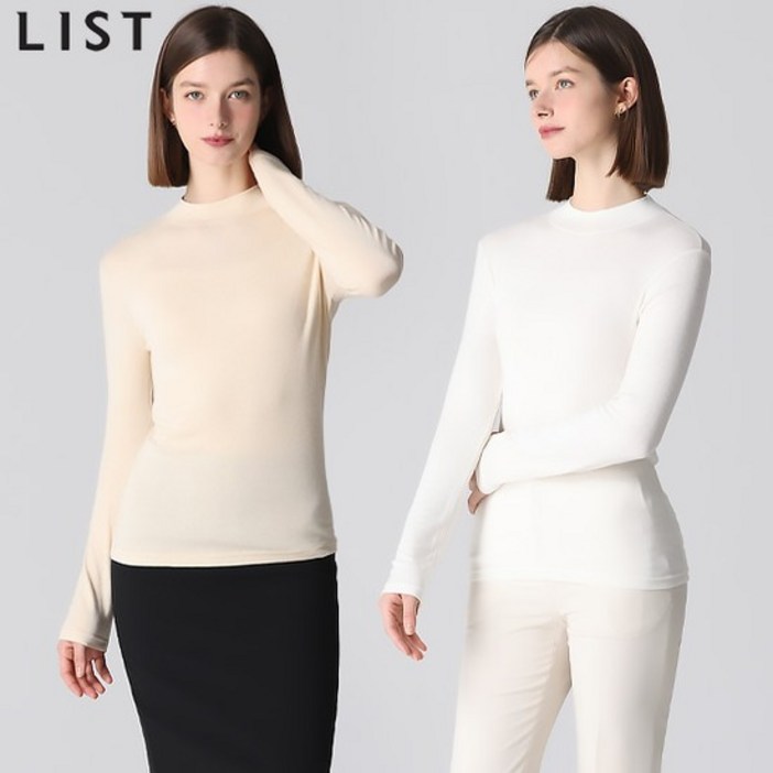 LIST 미니멀 모크넥 저지 울 티셔츠 택가격 78000원