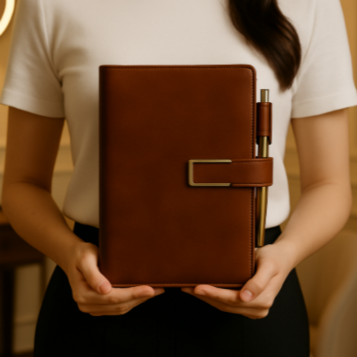 풀팩토리 A5 심플 버클 가죽 다이어리, 1개, 다크 브라운