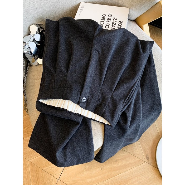 직장인 여성 인기 와이드팬츠 봄 가을 겨울 편안한 도톰한 일자 루즈 바지