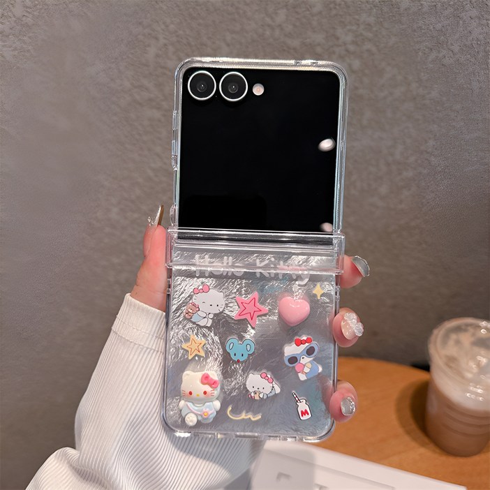 캐릭터 고양이 하드 접다 핸드폰 케이스 힌지보호 z플립5케이스 갤럭시 z플립6케이스 갤럭시 z플립7케이스