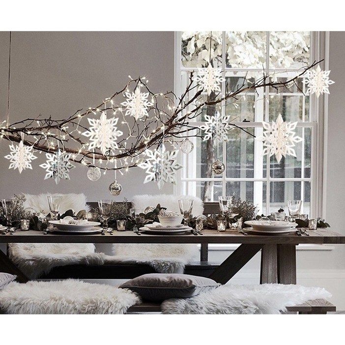 마이드 크리스마스 트리 오너먼트 눈꽃 모빌 6P