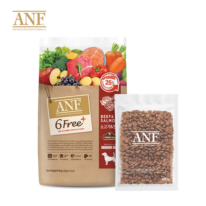 ANF 전연령 독 식스프리 플러스 레드 건식사료, 소연어, 5.6kg, 1개