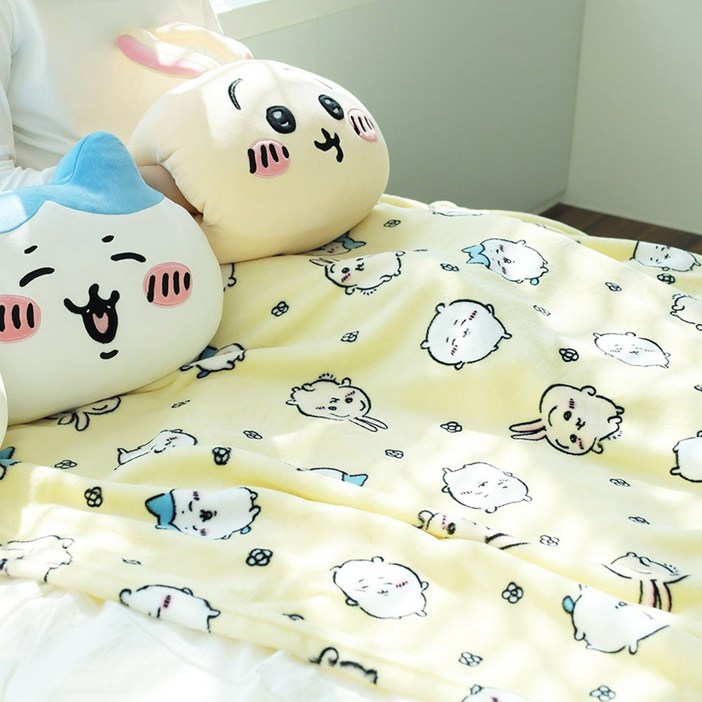 먼작귀 치이카와 패턴 플란넬 극세사 낮잠 무릎 담요 140×100
