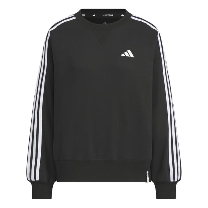 아디다스 W 에센셜 플러스 3스트라이프 프렌치 테리 크루 스웨트셔츠 아디다스맨투맨 아디다스긴팔티 여성긴팔티 데일리티셔츠 일상티 맨투맨 여성맨투맨 삼선티셔츠 JW4487
