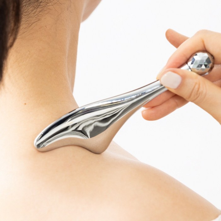 승모근괄사 괄사마사지기 두피 바디 얼굴 괄사 하트 롤러 괄사, 실버