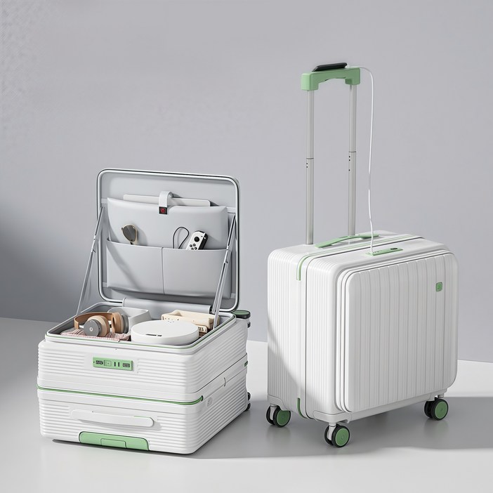 TLOML 캐리어 20인치 전면 오픈 USB 기내용 캐리어 대용량 여행용 캐리어