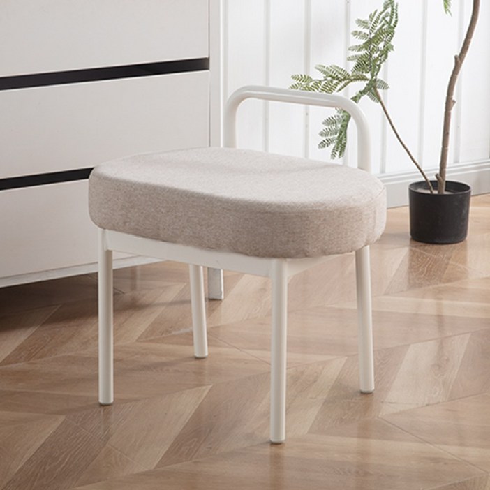 FONOW 1인의자 스툴 레트로 타원형 패브릭 화장대의자