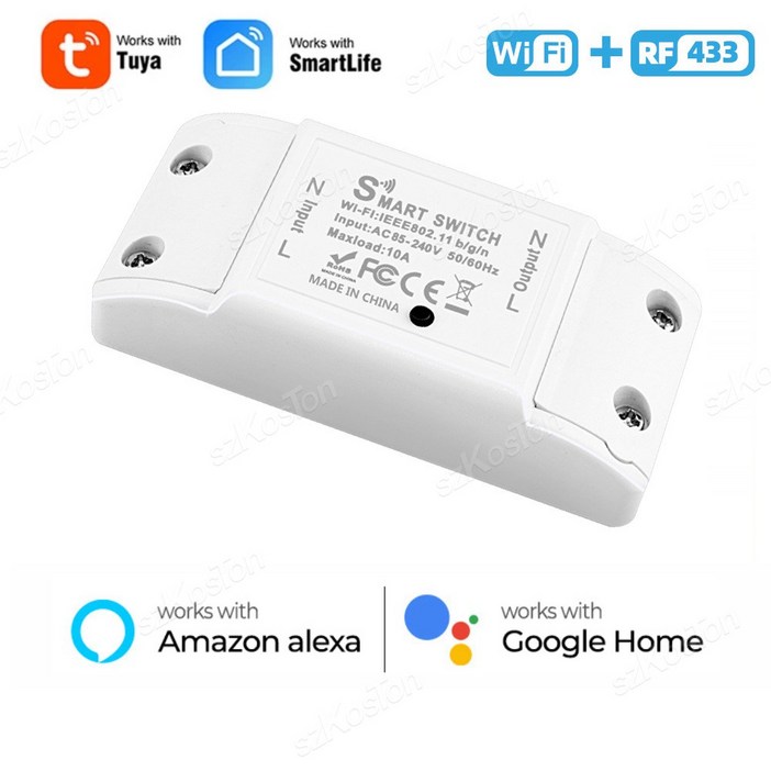 Tuya 와이파이 RF433 리시버 스위치 모듈 스마트 홈 릴레이 라이프 앱 DIY 타이머 음성 알렉사 구글용 10A