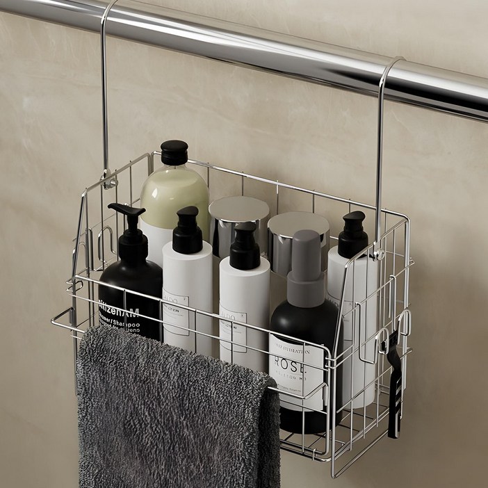 마치홈 스텐레스 무타공 욕실선반 바스켓, 1개