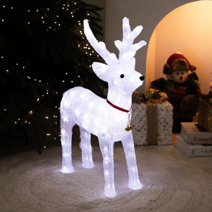 아트박스플라워트리 크리스마스 LED 아크릴 루돌프 사슴 대형 장식 60cm, 화이트, 1개