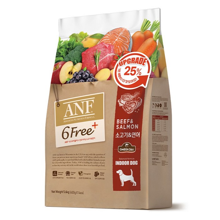 ANF 전연령 독 식스프리 플러스 레드 건식사료, 소연어, 5.6kg, 1개