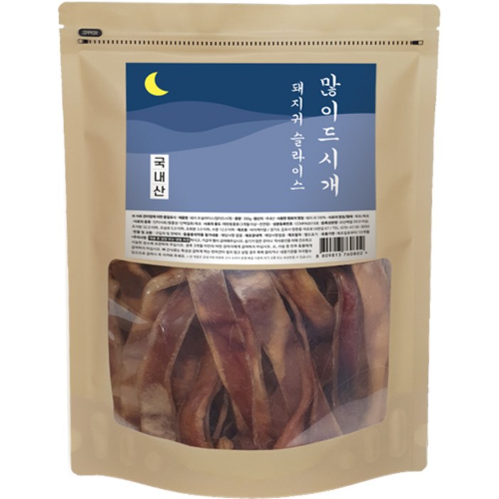 돼지귀 슬라이스 많이드시개 대용량 국내산 애견 수제간식 300g, 돼지귀 슬라이스, 300g, 1개