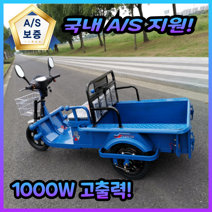 파워농카 농업용 운반차 세발 전기 스쿠터 오토바이 3륜 전동차 3발 삼륜 바이크 화물 경운기, 소형 48V/12A