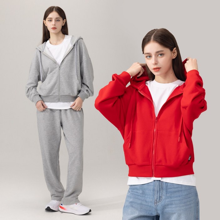 에버라스트 여성 미니쭈리 트레이닝 세트 후드집업  일자팬츠