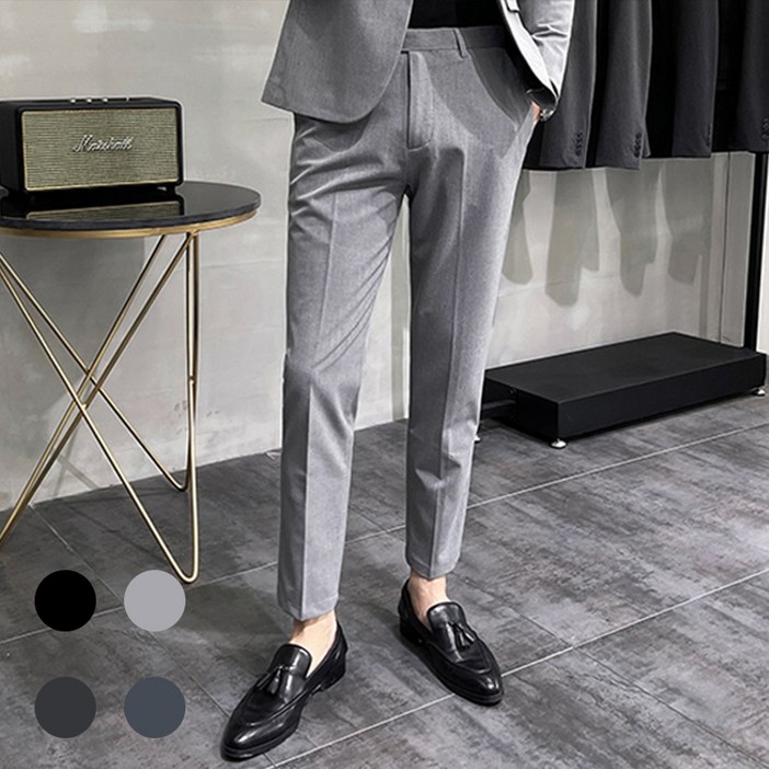 고급 남성 스판 정장 팬츠 일자핏 빅사이즈 정장바지 슬림핏